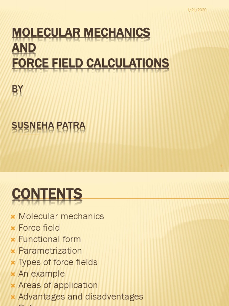 MOLECULAR MECHANICS and Force Field Calculations PDF Force Field