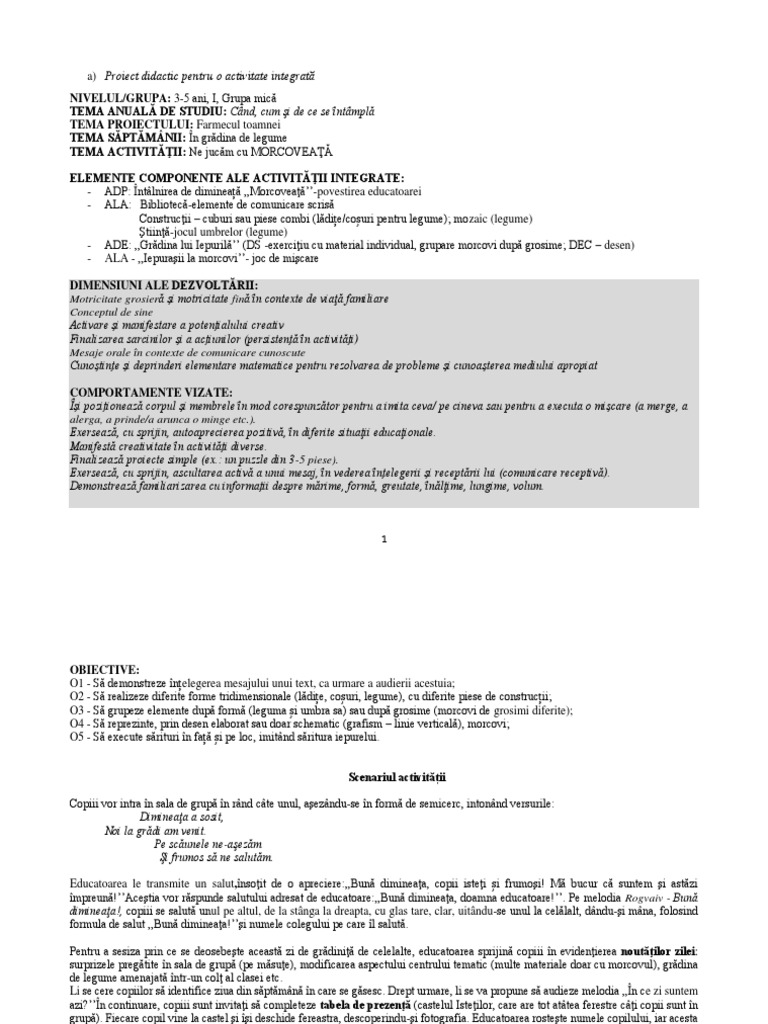 Proiect Didactic Model | PDF
