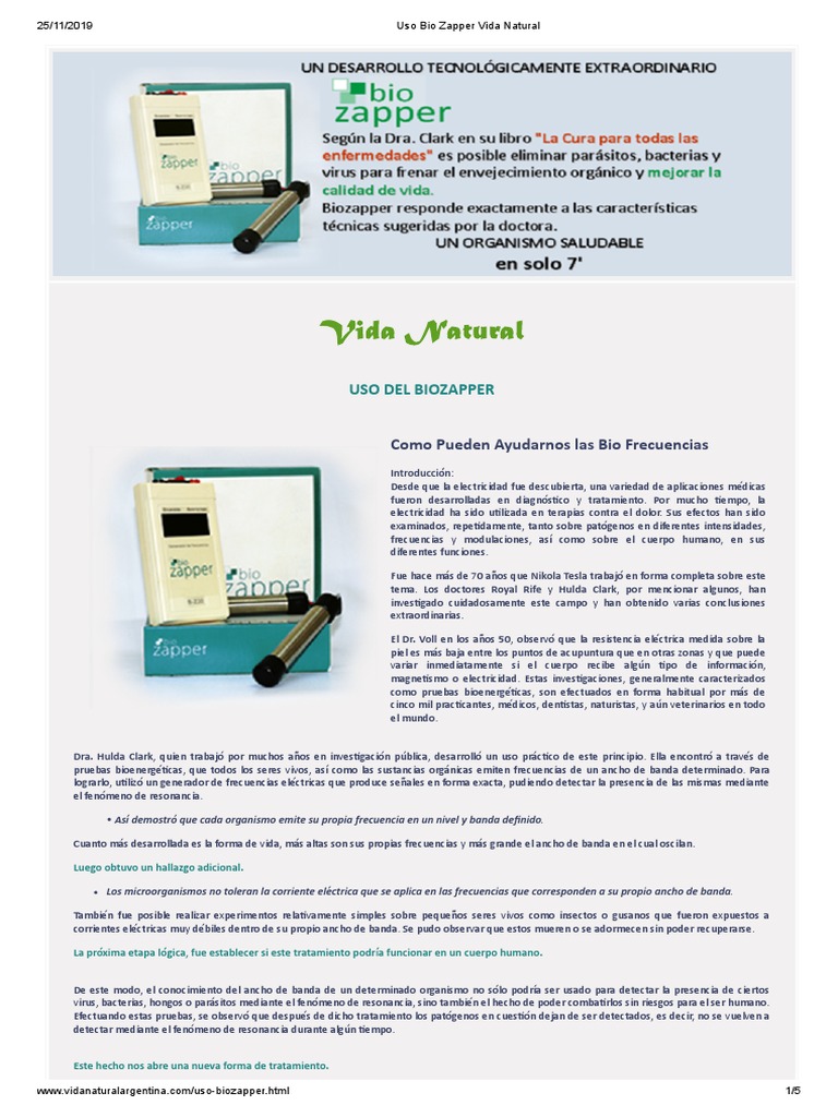 Zapper Uso | PDF | Parasitismo | Sistema inmune