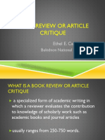 Book Review or Article Critique