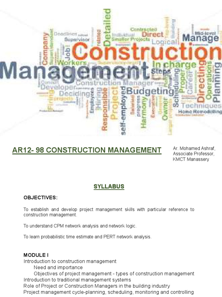 Construction Management Techniques Overview | PDF | Project Management ...