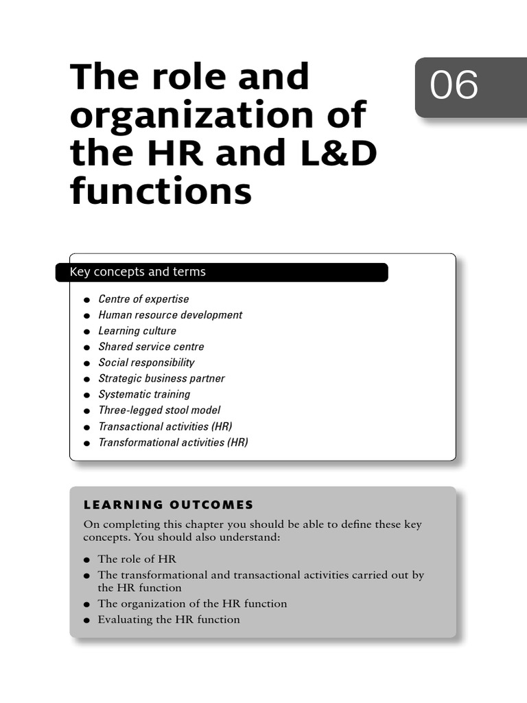 Chapter6 The Role And Organization Of The Hr And L And D Functions Human Resource Management Strategic Management