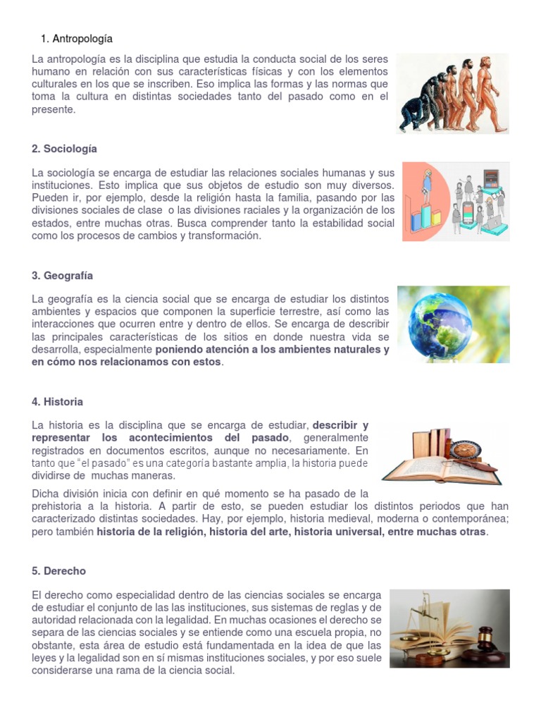Principales disciplinas de ciencias sociales | PDF | Sociedad | Geografía