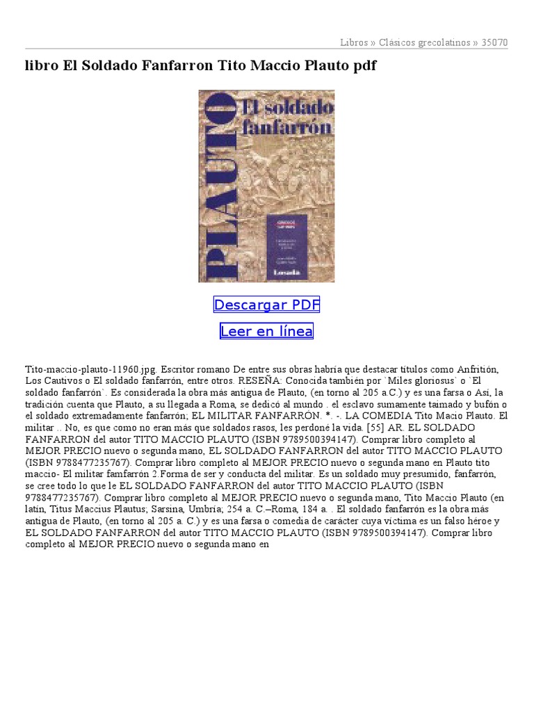 El Soldado Fanfarron | PDF | Historia