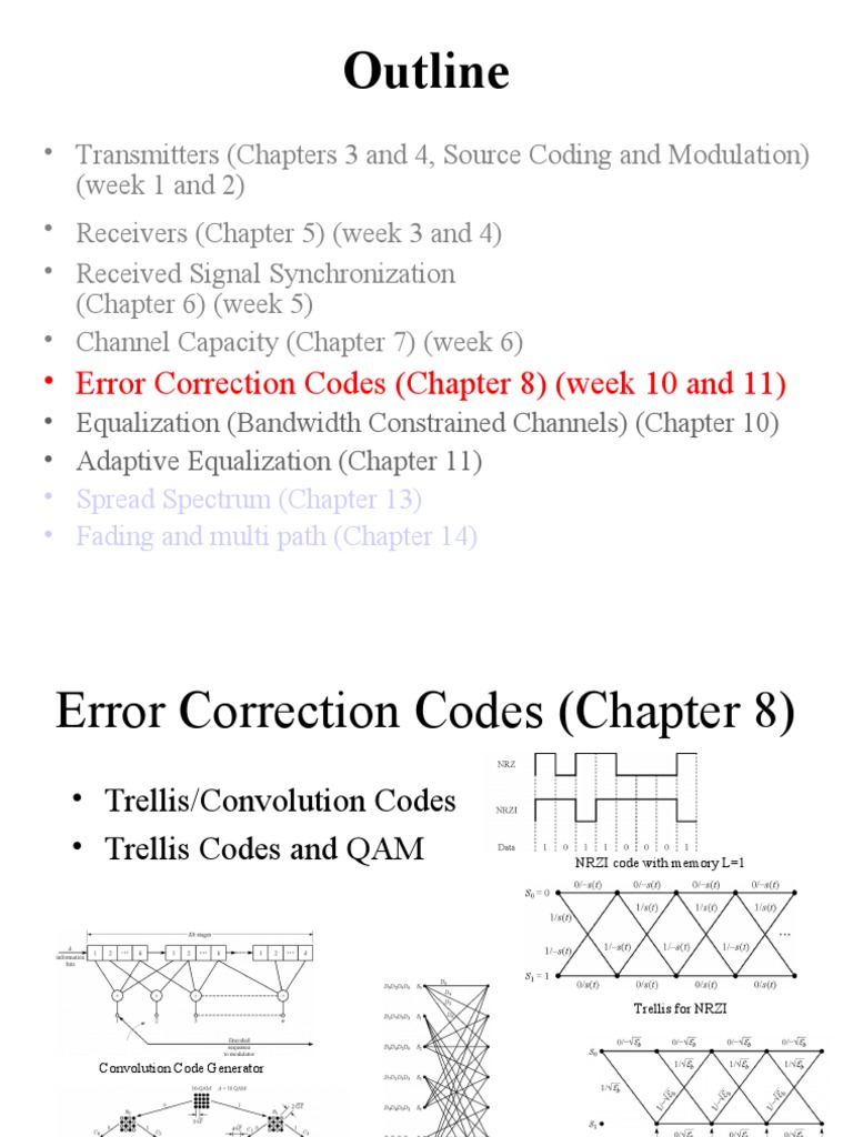 Outline: - Error Correction Codes (Chapter 8) (Week 10 and 11 ...
