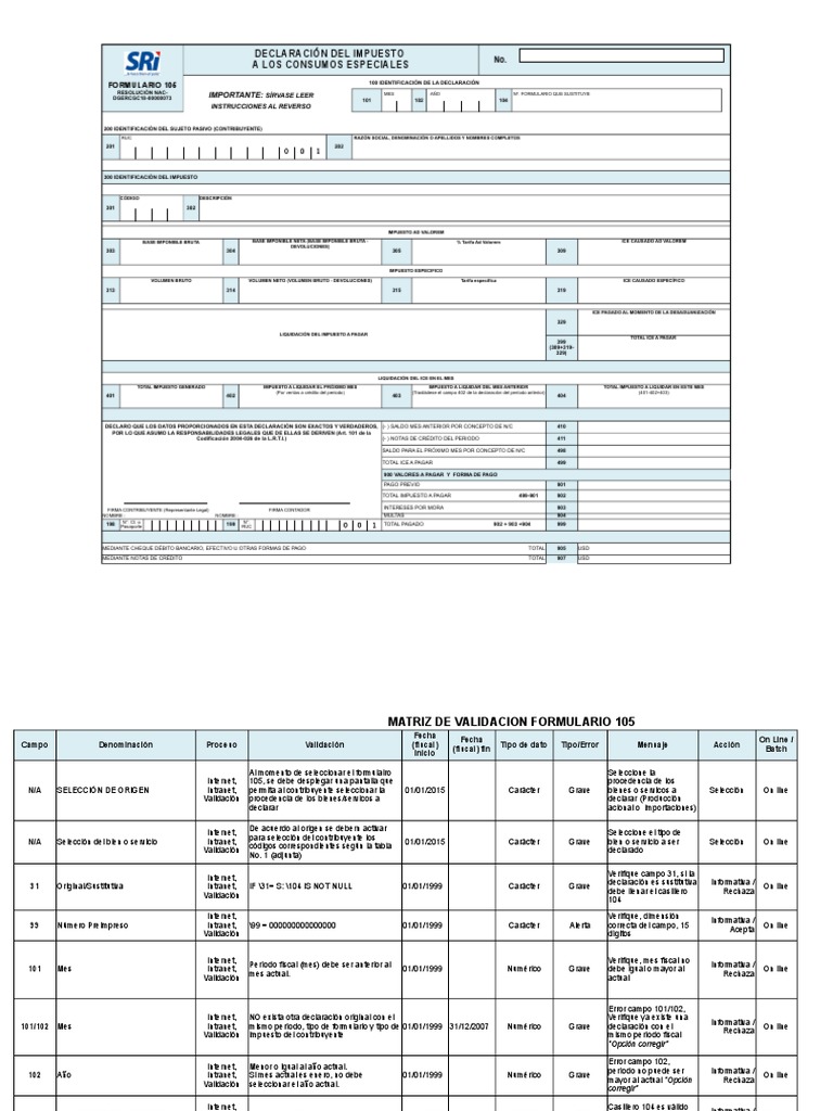 Formulario 105 | PDF | Impuestos | Dinero