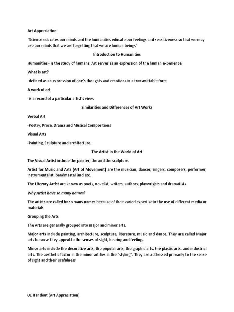 Introduction To Art Appreciation PDF The Arts Paintings
