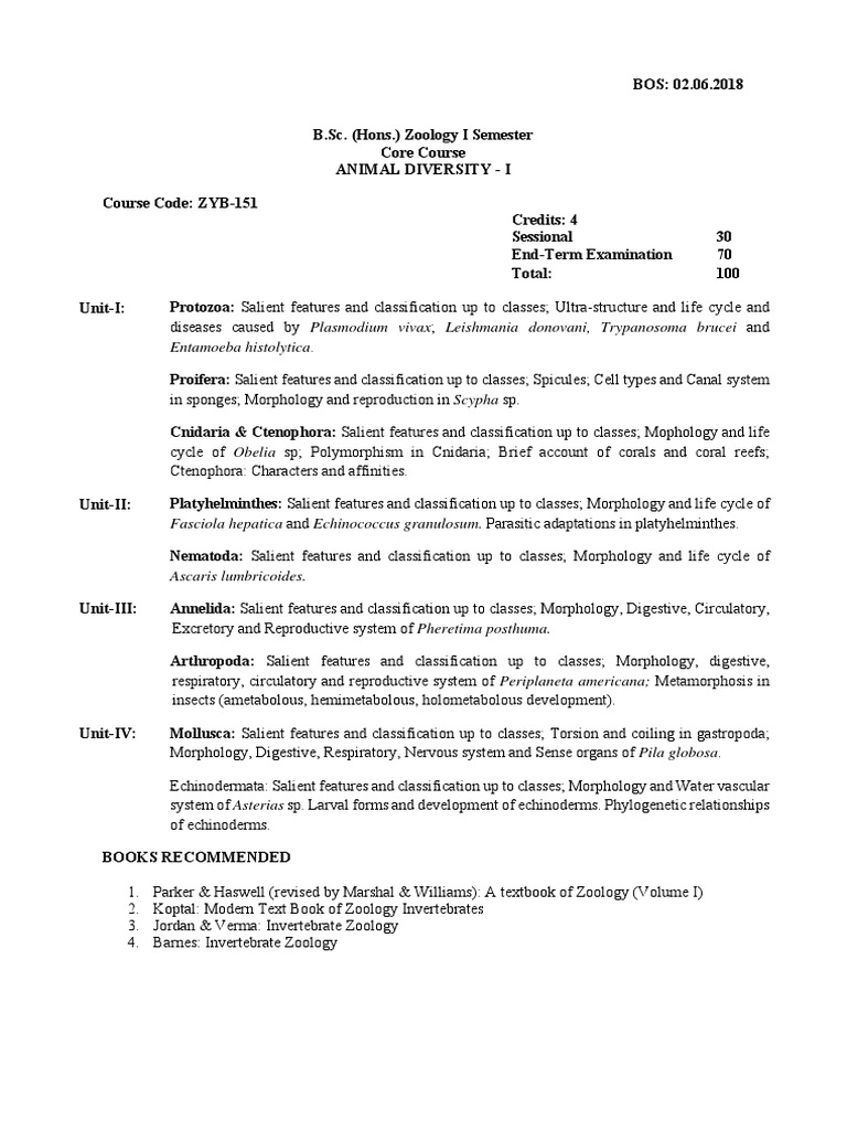 Zoology Syllabus PDF Bioinformatics Gene