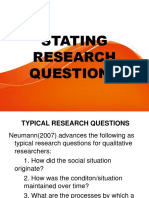 Research questions for qualitative studies