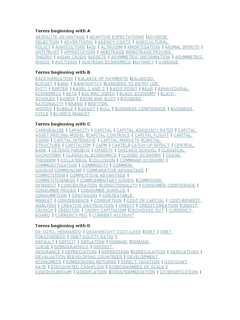 Eco Terms Overview | PDF | Economics | Macroeconomics