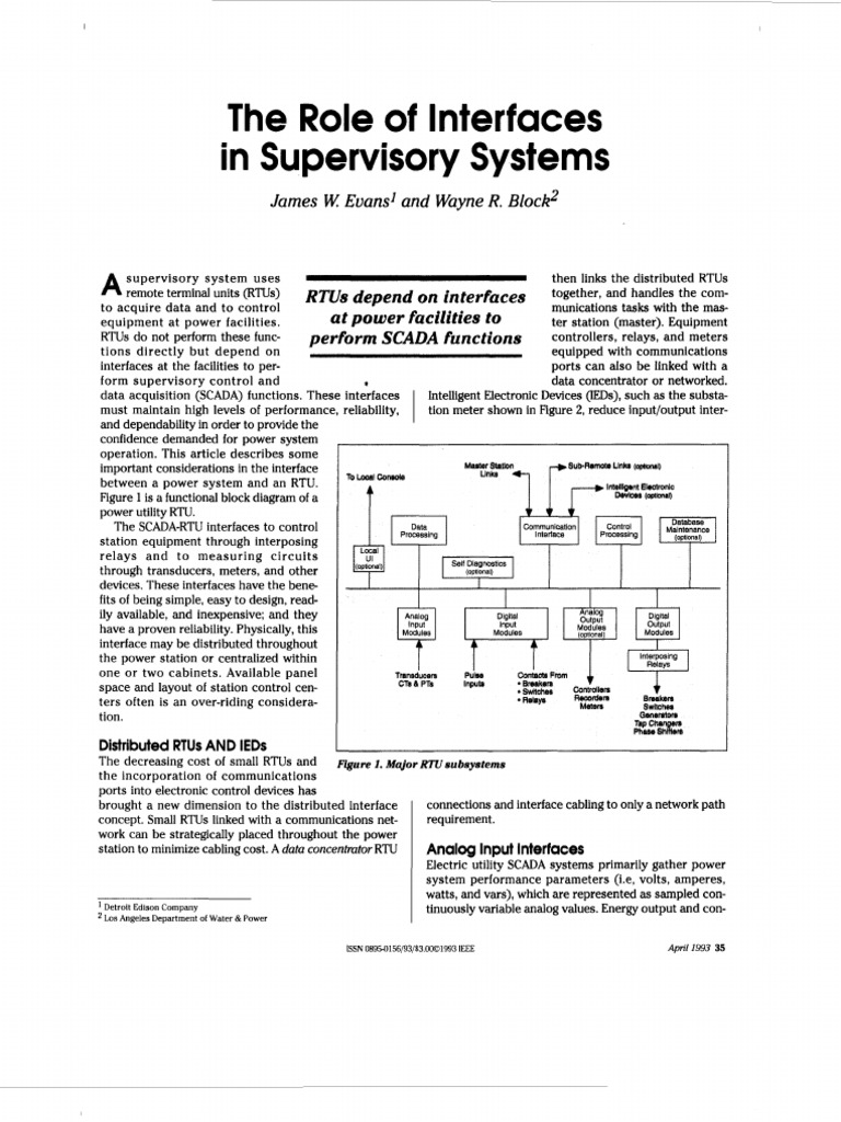 The Role of Interfaces in Supervisory Systems | PDF | Relay | Scada