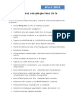 exercice word créez son programme de la semaine