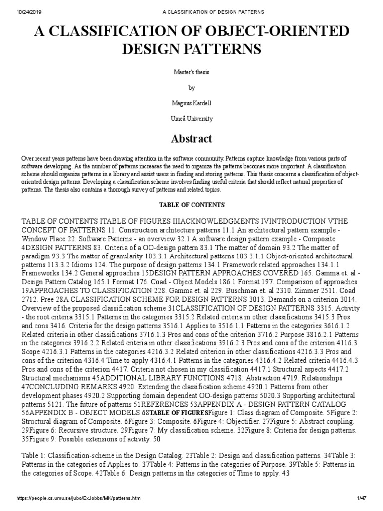 A Classification of Design Patterns | PDF | Software Design Pattern ...