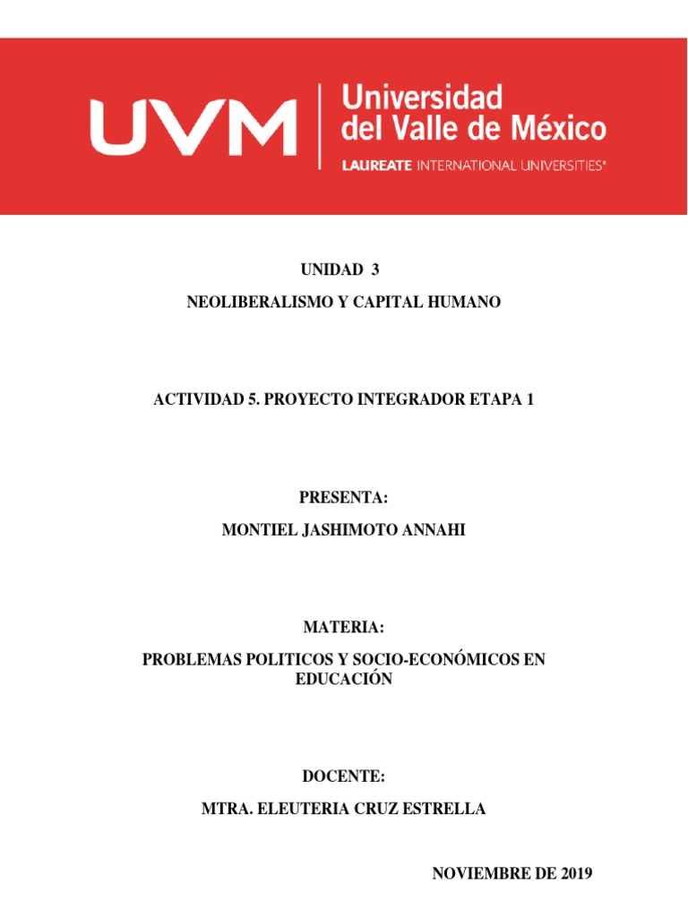 Neoliberalismo y Educación en México | PDF | Neoliberalismo | Plan de ...