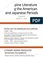 Philippine Literature During The American and Japanese Periods