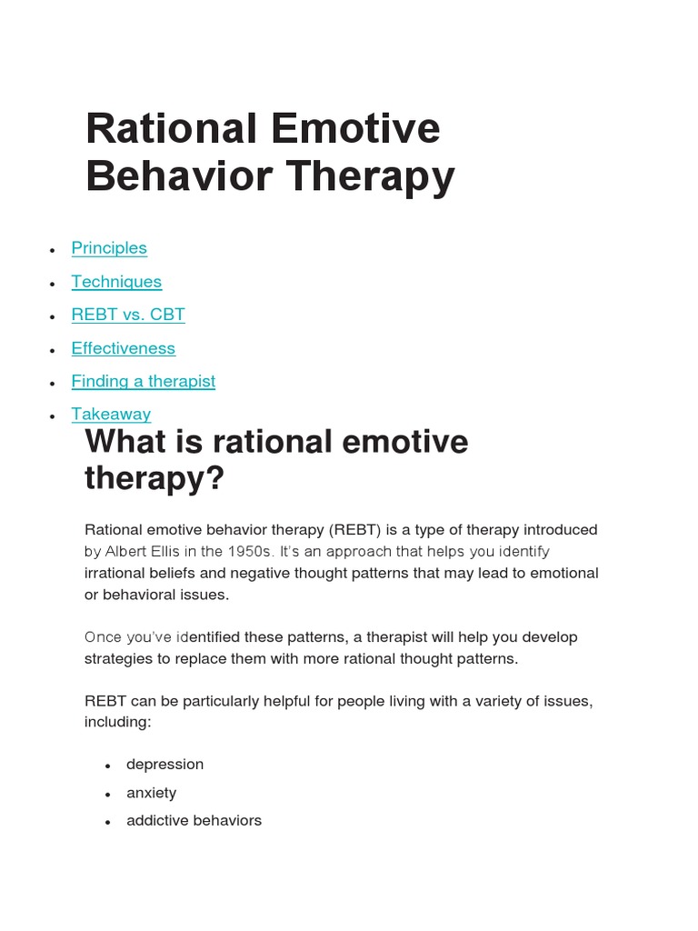 Overview of Rational Emotive Behavior Therapy | PDF | Rational Emotive ...