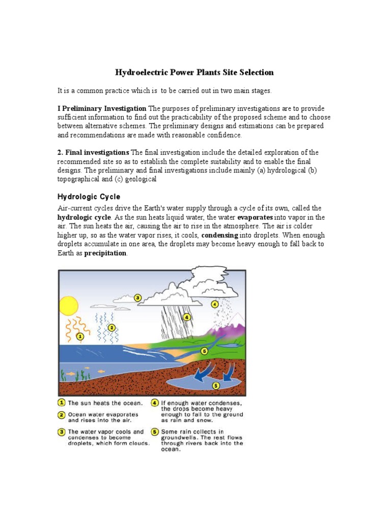 Hydroelectric Power Plants Site Selection PDF Dam Hydroelectricity
