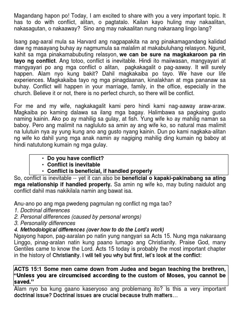 Acts 15 Resolve Conflicts in Truth & Love, Tagalog PDF