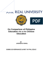 On Comparison of Philippine Education Vis A Vis Chinese Education - JASON (HUI SONG)