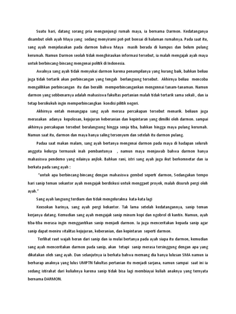 sinopsis cerpen darmon