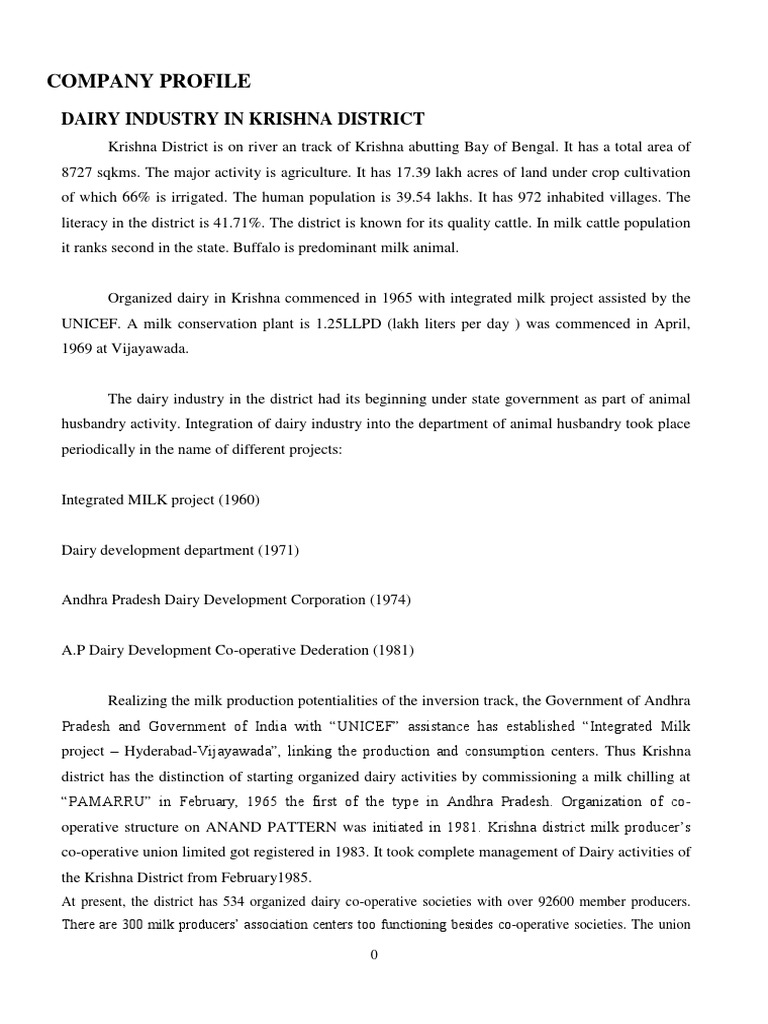 Vijaya Dairy Company Profile PDF Dairy Milk
