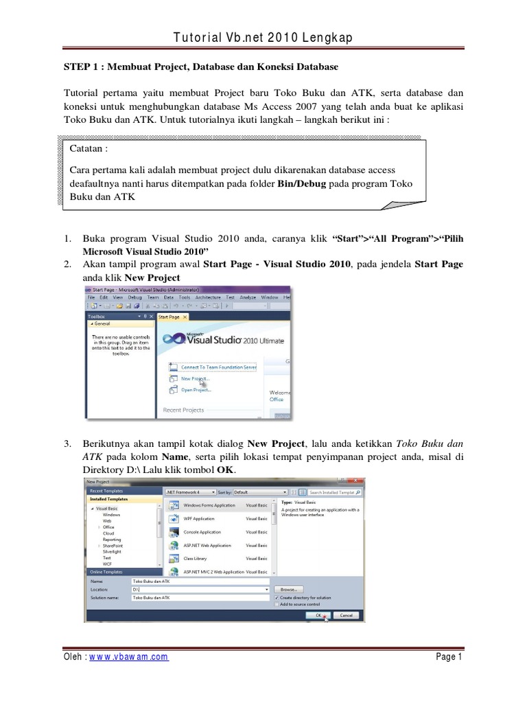 STEP 1 Membuat Database, Project, Koneksi Database PDF | PDF | Seni ...