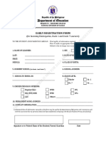 Early Registration Form for Kindergarten, Grade 1 and Grade 7