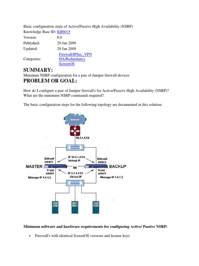 NSRP Configuration for Juniper Firewalls | PDF | Ip Address | Command ...
