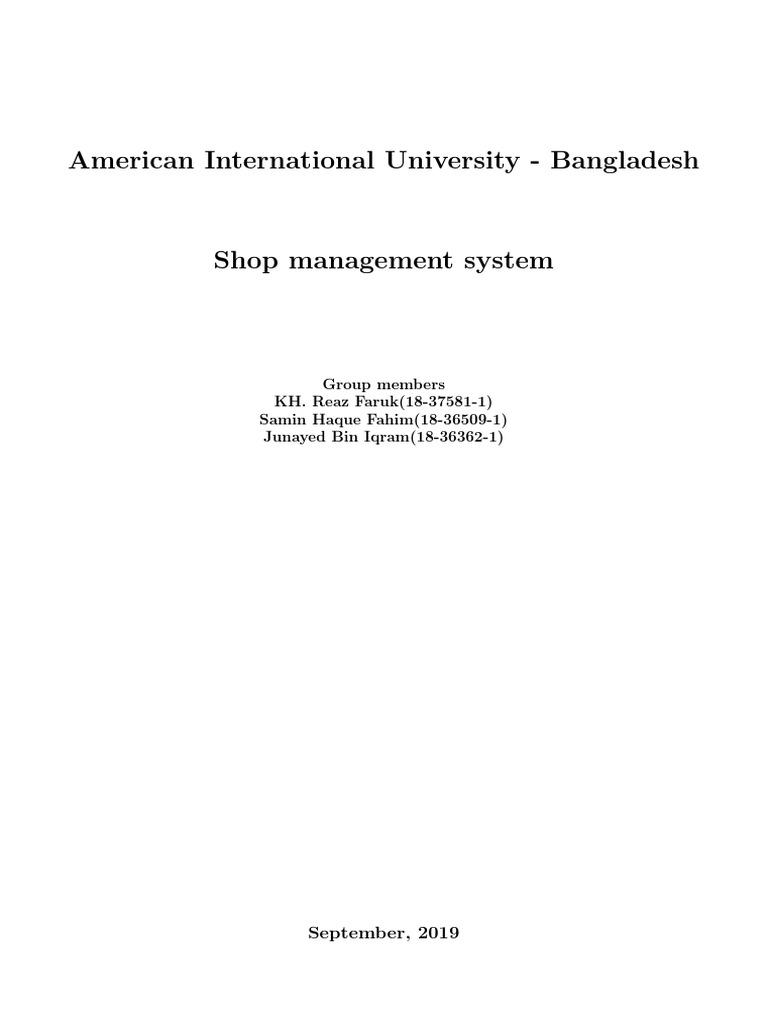 Shop Management System Report PDF | PDF | Databases | Computer Hardware
