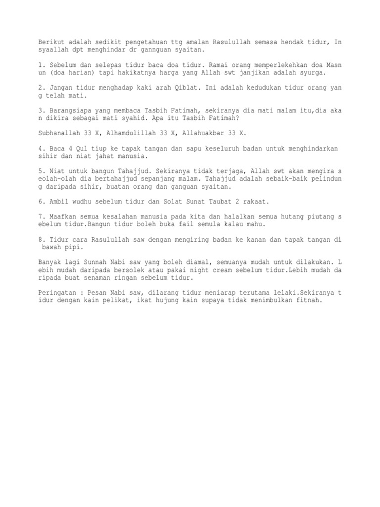 Amalan Nabi Sebelum Tidor Pdf