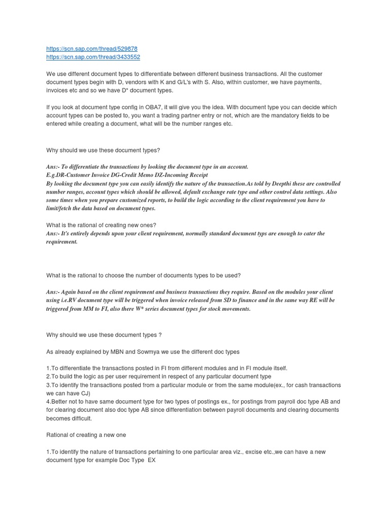Understanding SAP Document Types | PDF | Invoice | Debits And Credits