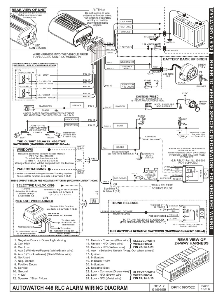 446 CAN Autowatch Diagram | PDF | Ignition System | Relay