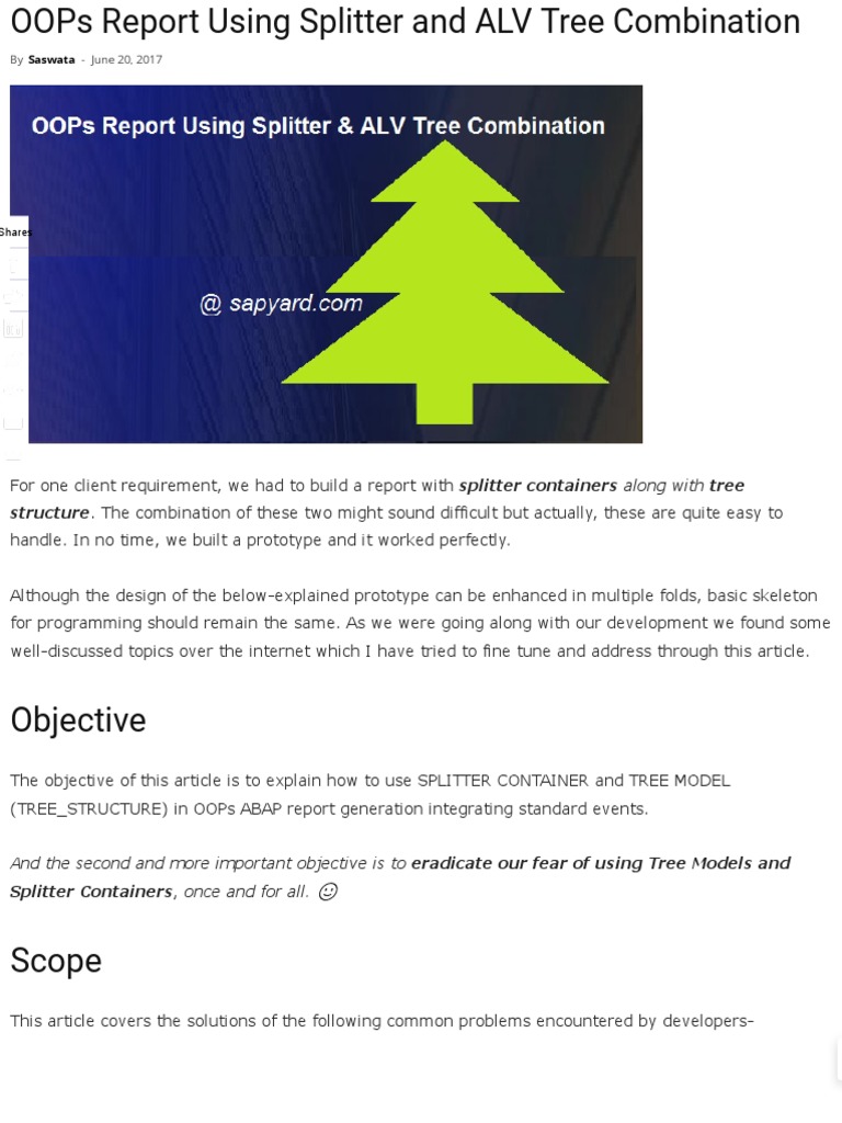 OOPs ALV Report with Splitter and Tree | PDF | Class (Computer ...