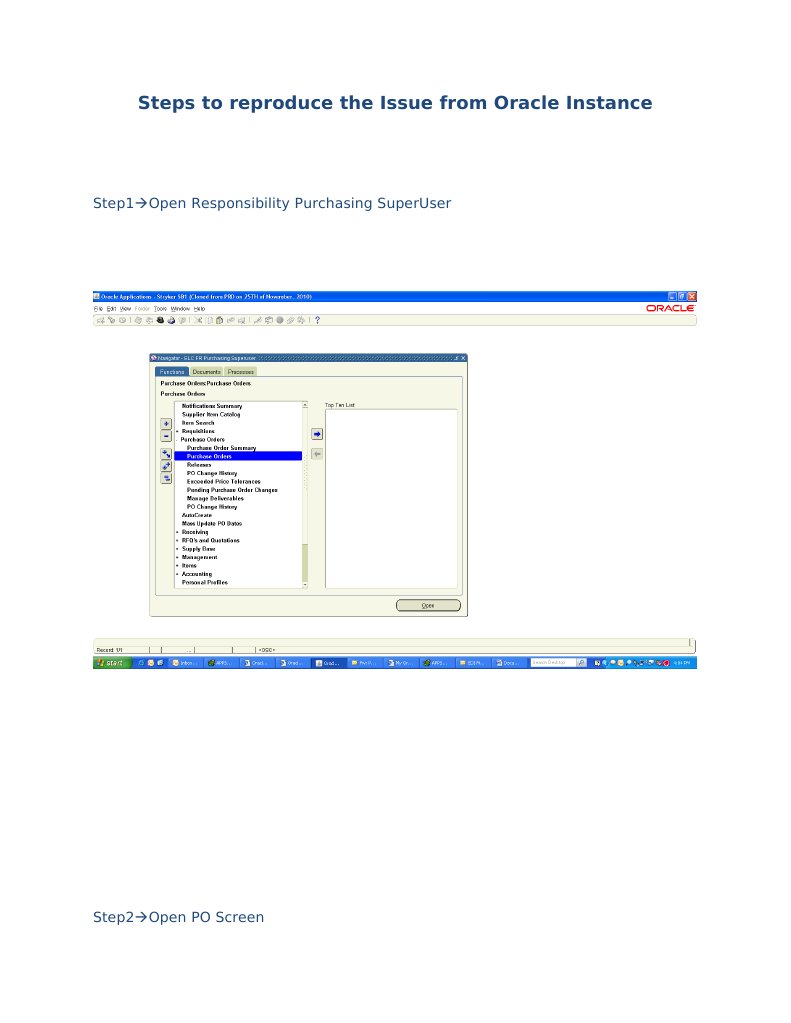 Steps To Reproduce The Issue From The Oracle Instance | PDF | Computers