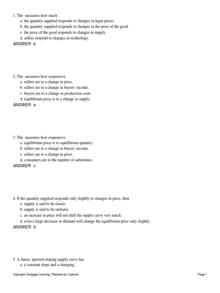 Sec 5.2 MC The Elasticity of Supply | PDF | Price Elasticity Of Demand ...