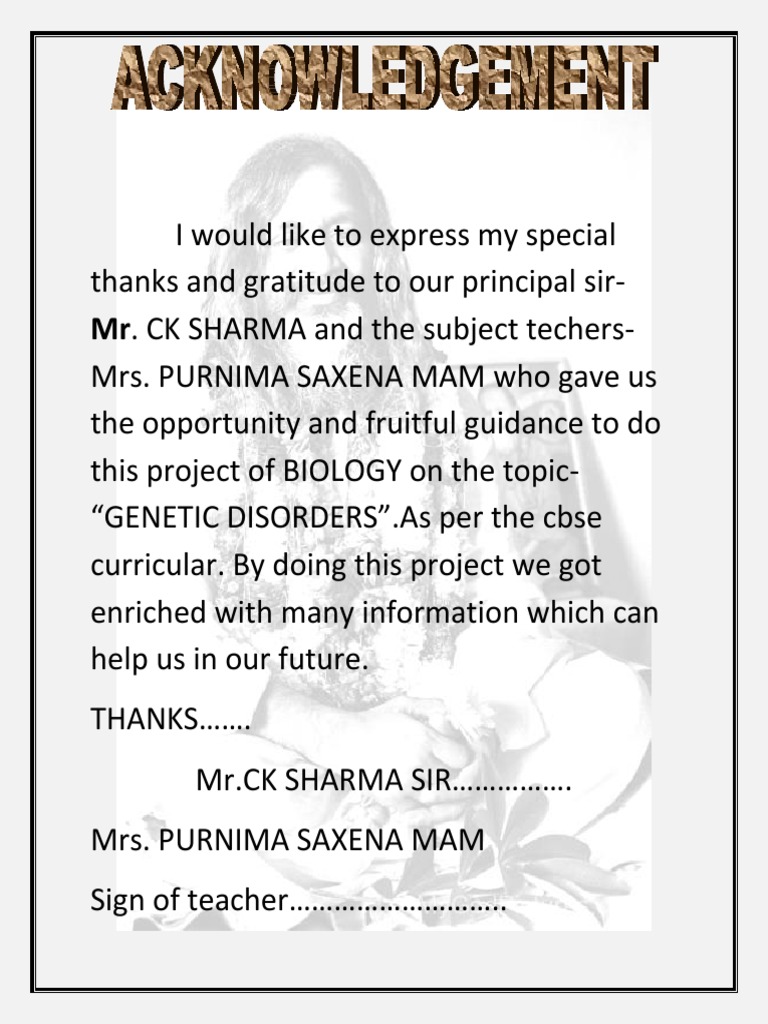 Acknowledgement for Biology Project | PDF | Art | Computers