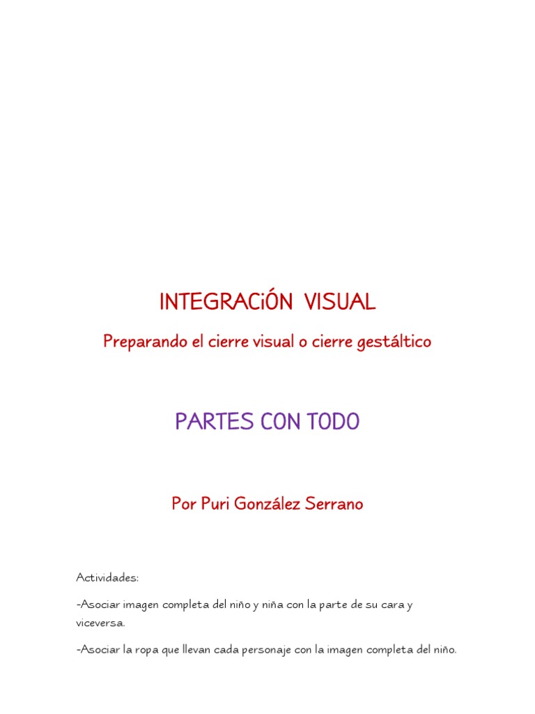 Actividades de Integración Visual Infantil | PDF