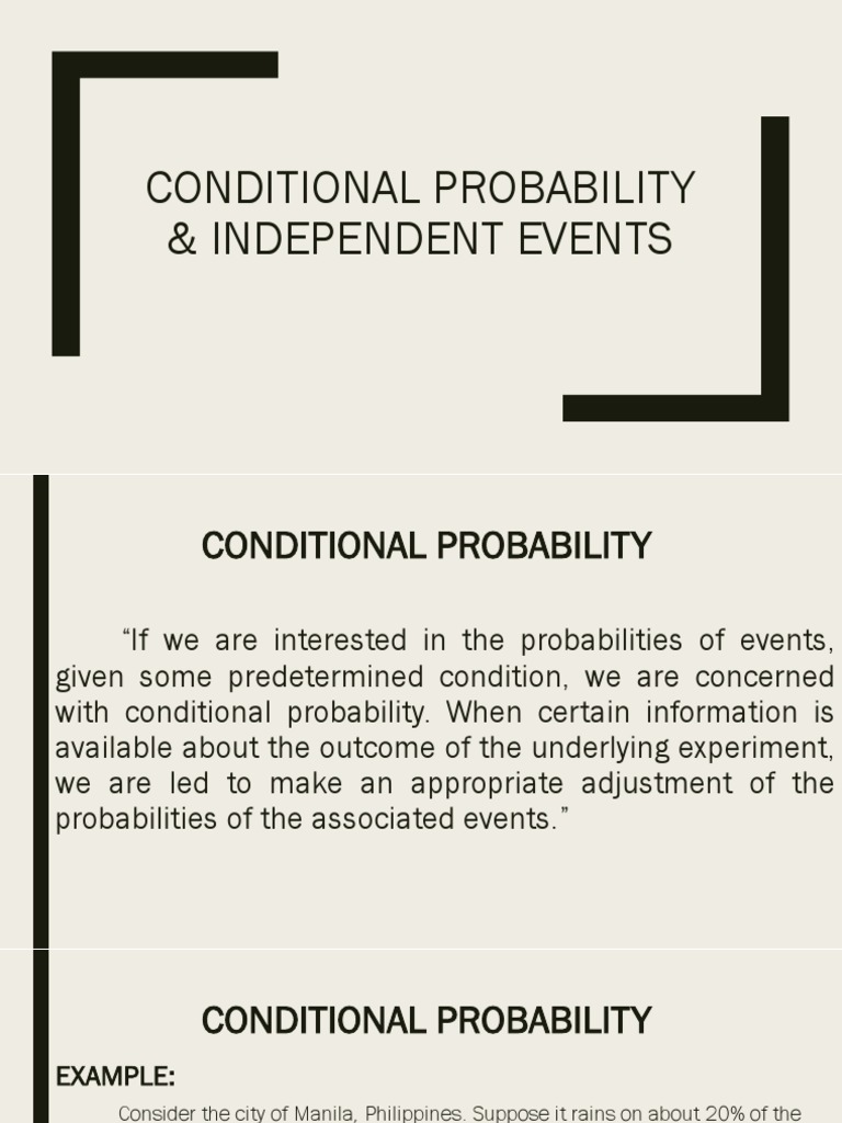 Conditional Probability Independent Events | PDF | Probability ...