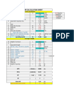 Slag Feeder Calculation Sheet Parameters
