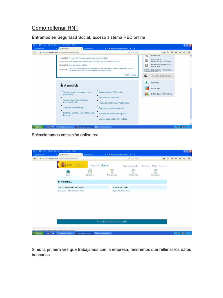 Guía para Rellenar RNT en Seguridad Social | PDF | Finanzas y dinero