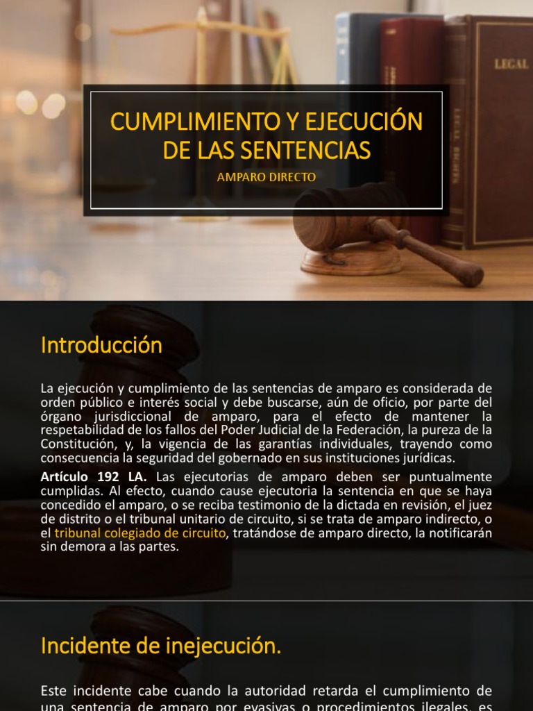 Cumplimiento y ejecución de las sentencias en amparo Sentencia (ley) Jurisdicción