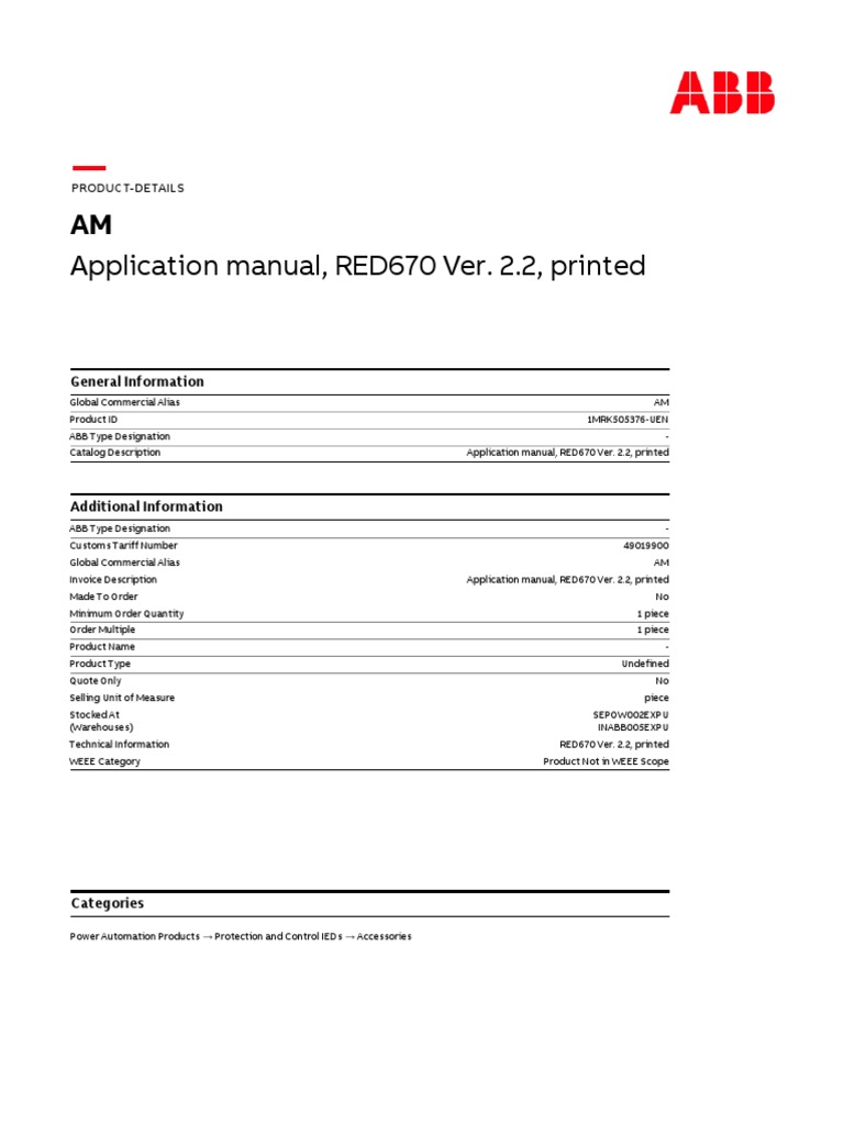 1MRK505376 UEN Application Manual Red670 Ver 2 2 Printed PDF