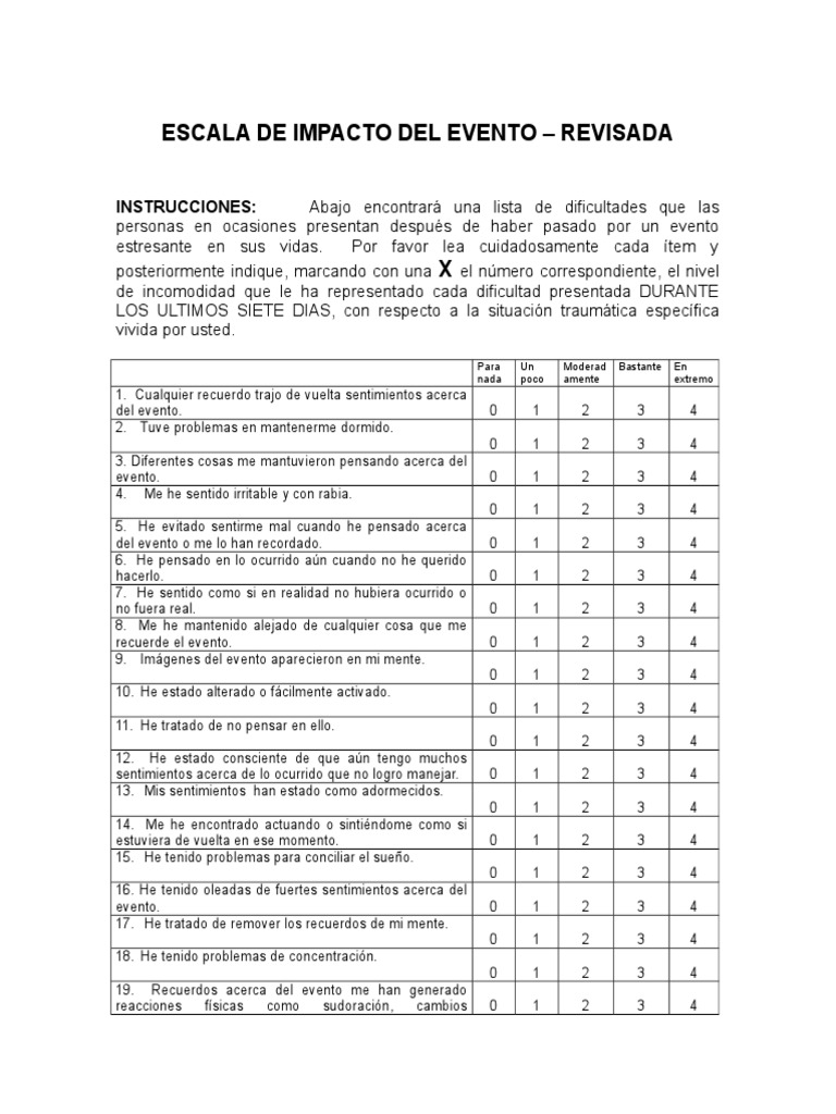 Escala de impacto del evento pdf