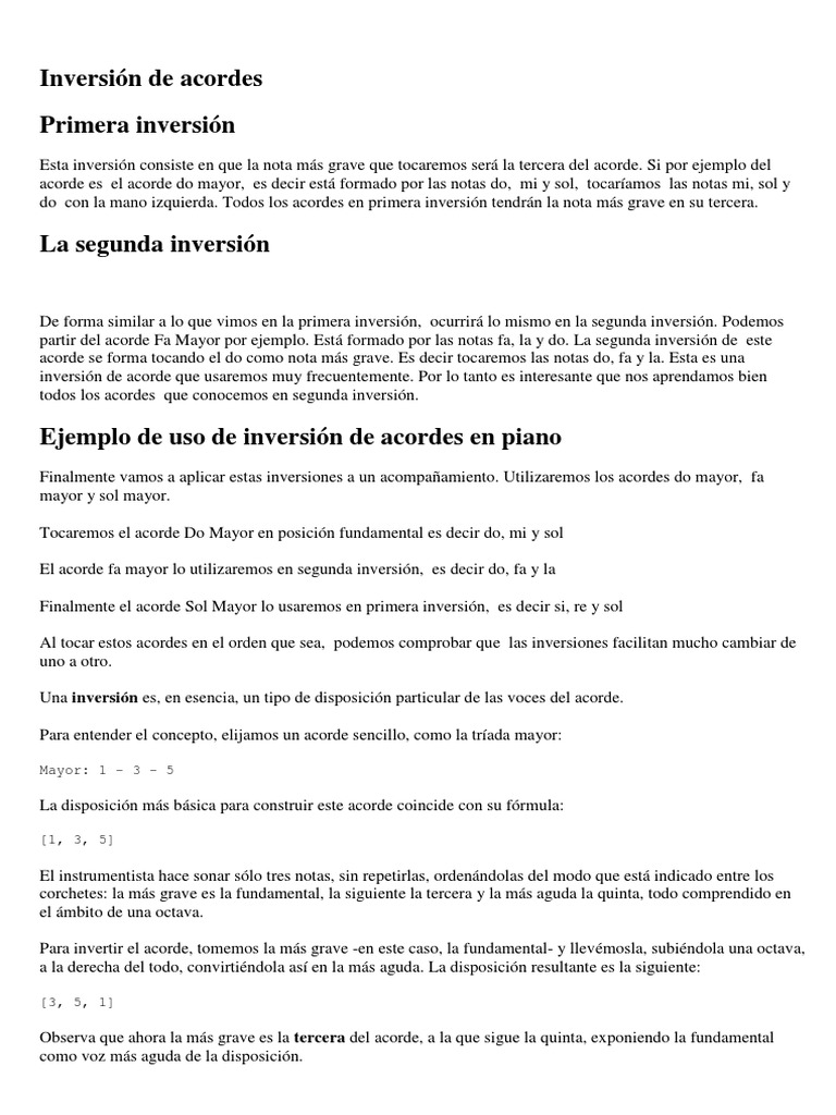 Inversion de Acordes | PDF | Acorde (Música) | Elementos de la música