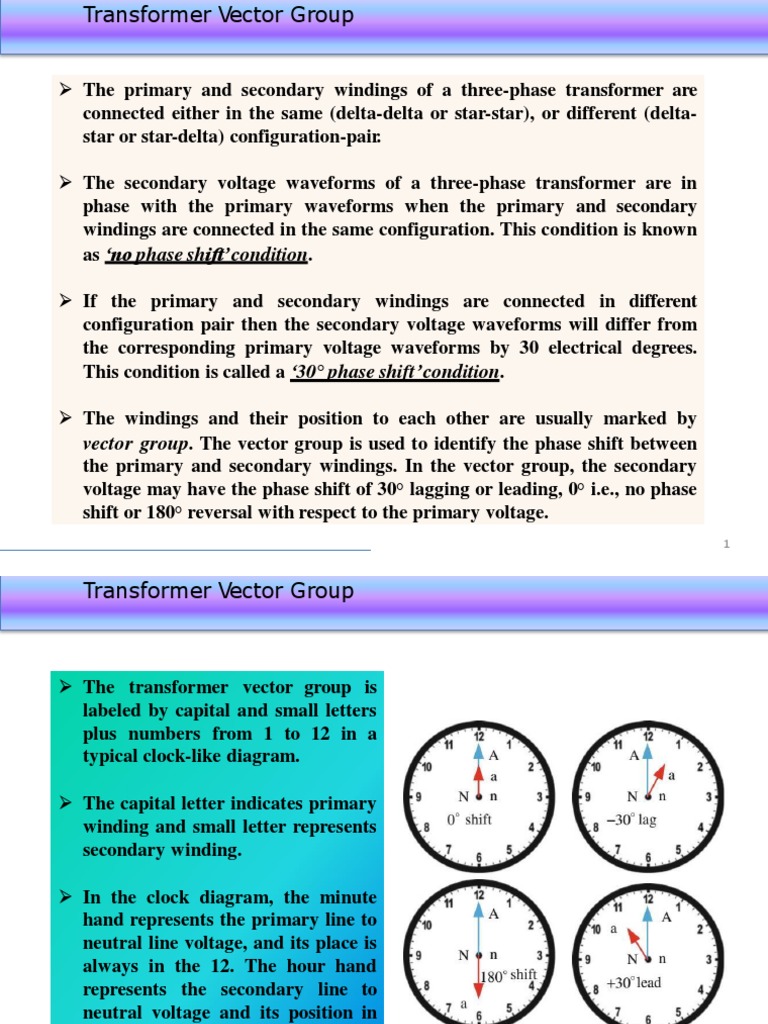 11.2 Transformer Vector Group | PDF | Power Engineering | Electricity