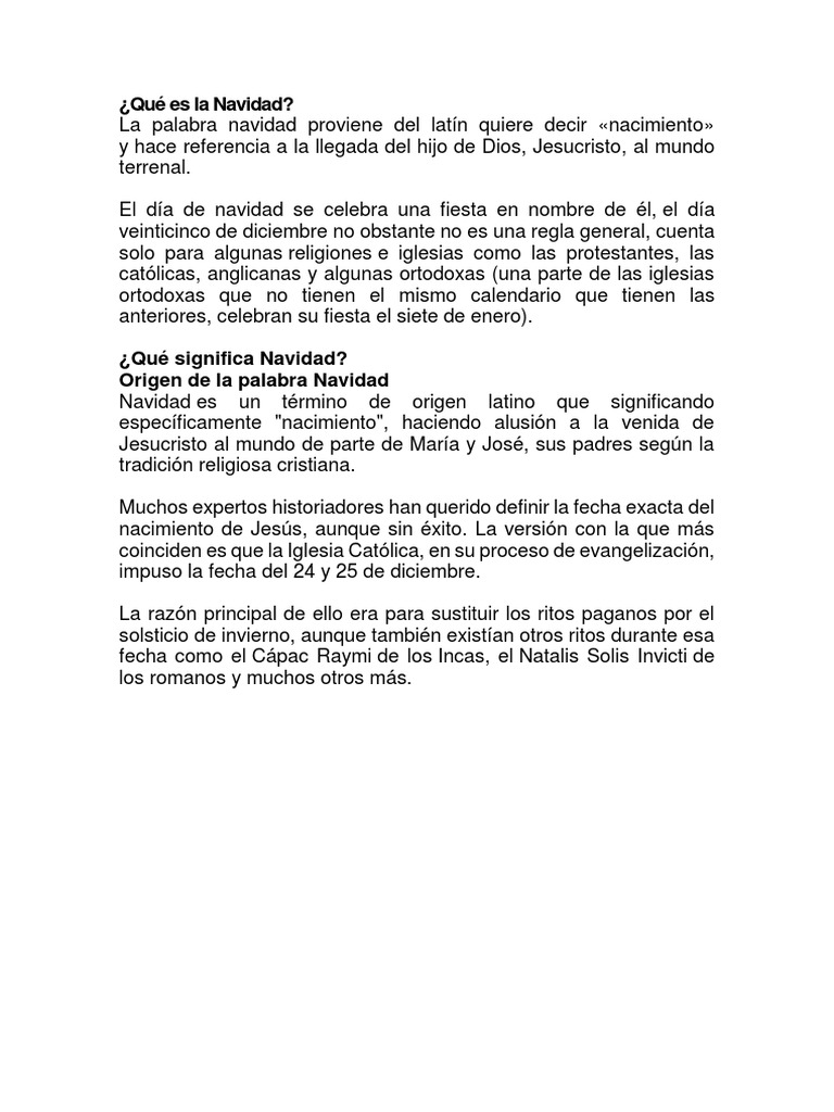 Significado y origen de la Navidad | PDF