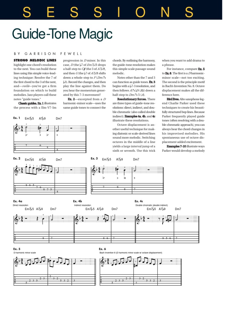 Guide-Tone Techniques for Jazz Guitar | PDF | Chord (Music) | Melody