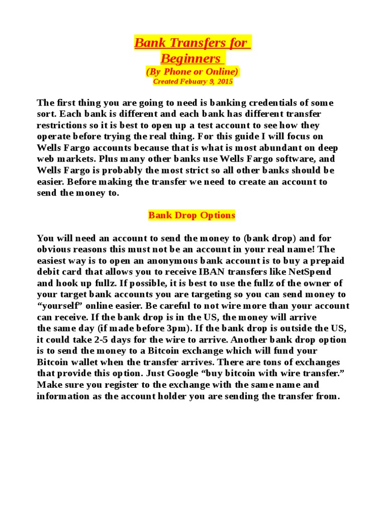 Beginner's Guide to Bank Transfers | PDF | Wire Transfer | Wells Fargo
