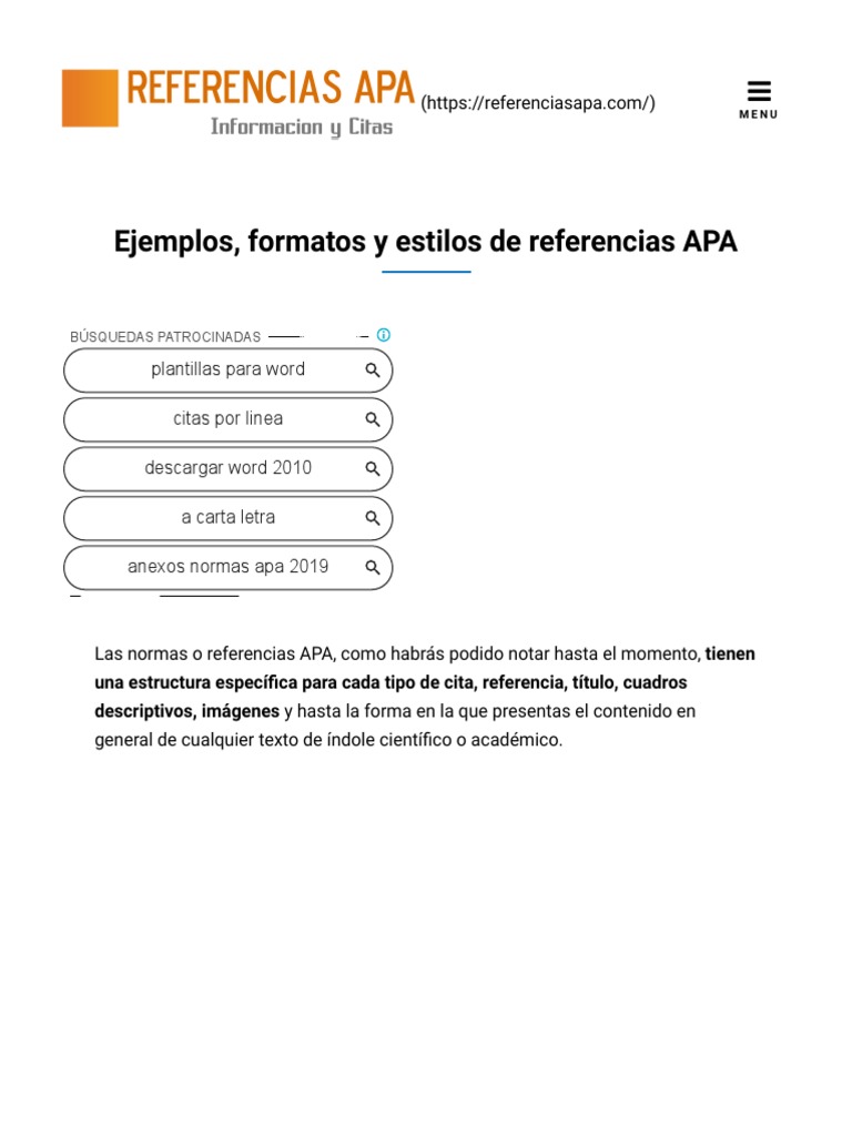 Ejemplos, formatos y estilos de referencias APA (2019) Bibliografía