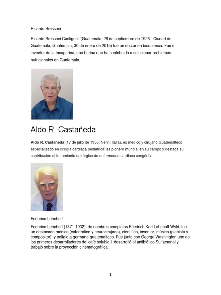 Personajes Importantes de Guatemala PDF Guatemala Bienestar